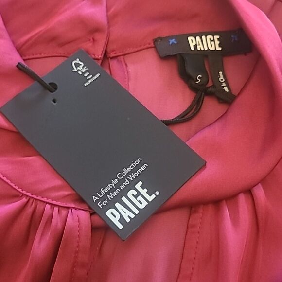 PAIGE Ceres Top Long Sleeve Twisted Collar Buttery Soft in Mulberry Red Size S - Picture 11 of 16